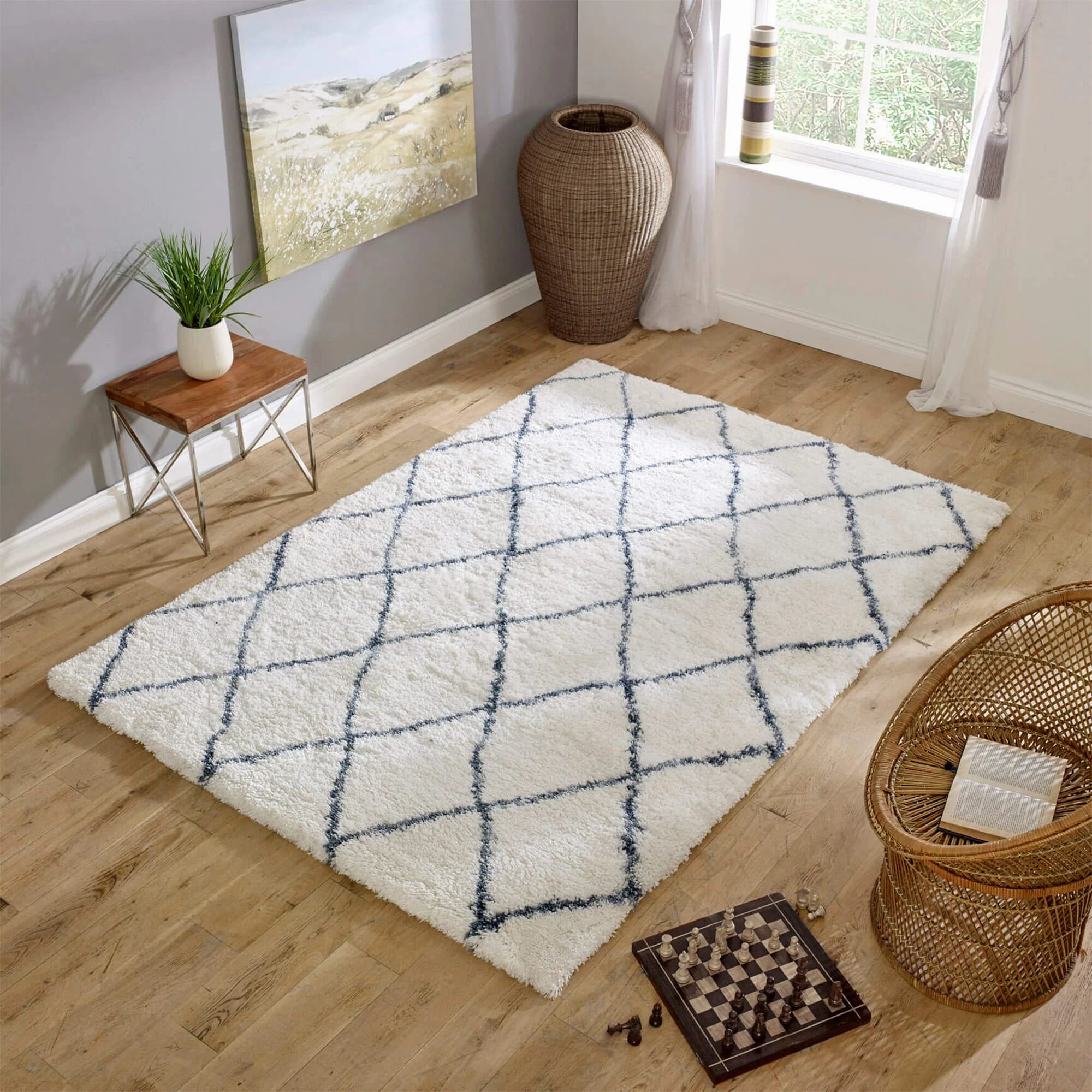 Ковер Alto Cream & Blue Moroccan Shaggy