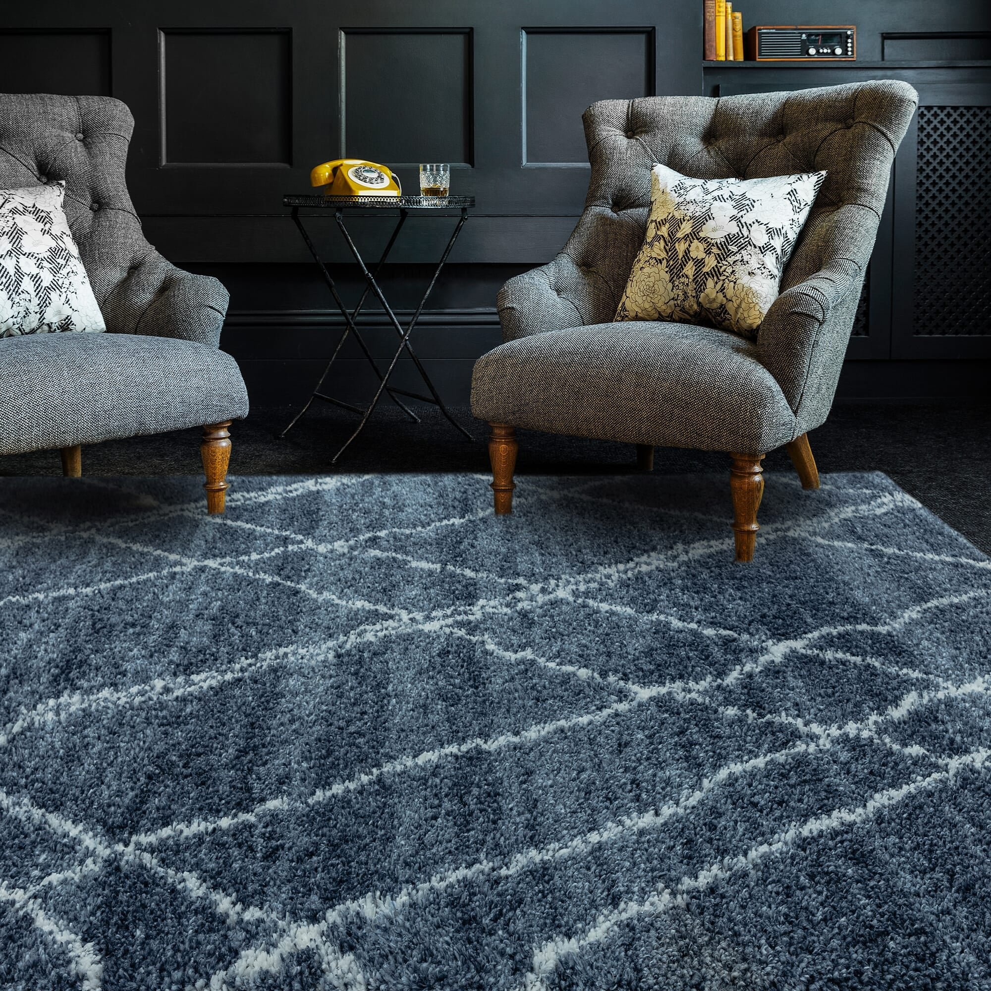 Ковер Alto Blue & Cream Moroccan Shaggy