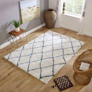 Килим Alto Cream & Blue Moroccan Shaggy